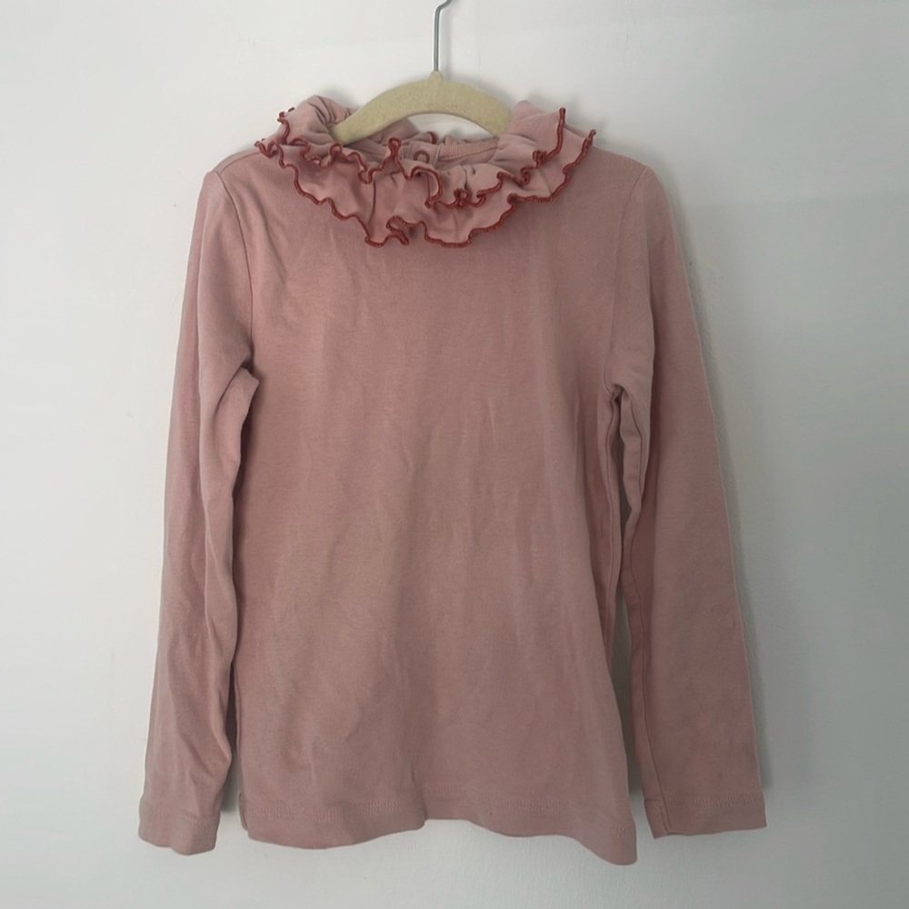 Misha & Puff Designer Double Frill Neck pima cotton top blush pink size 5/6